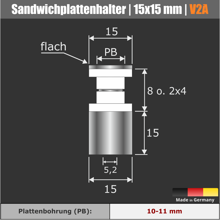 Sandwichplattenhalter schraubbar V2A