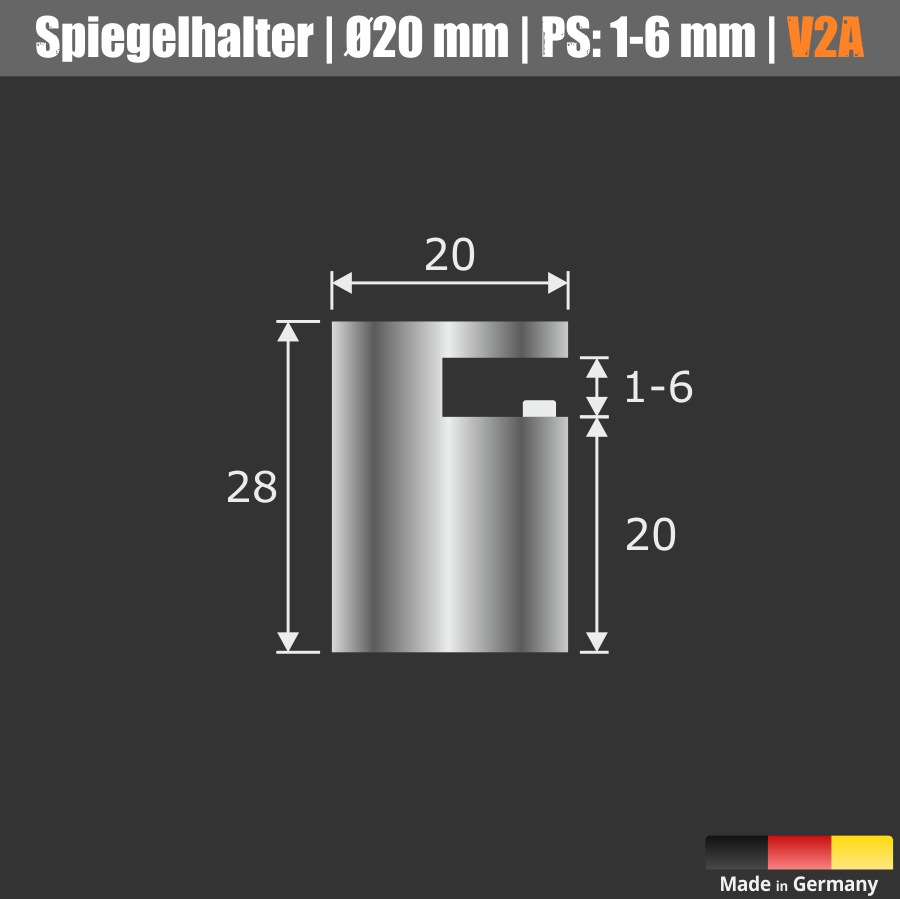 Spiegelhalterung Edelstahl