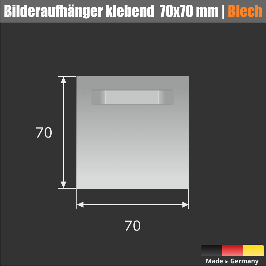 Bildaufhängung selbstklebend 70 x 70 x 1 mm | Spiegelhaken