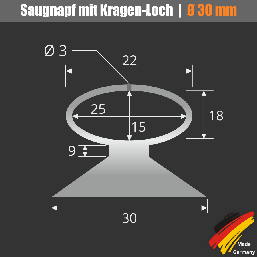 Saugnäpfe 30 mm mit elliptische Schlaufe | Zahnbürsten | Montagehilfe
