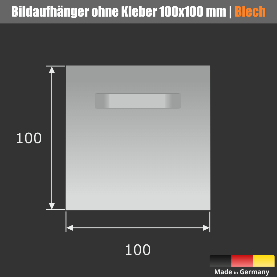 Bildaufhänger | Spiegelblech | 100x100 mm | 1 mm - ohne Kleber