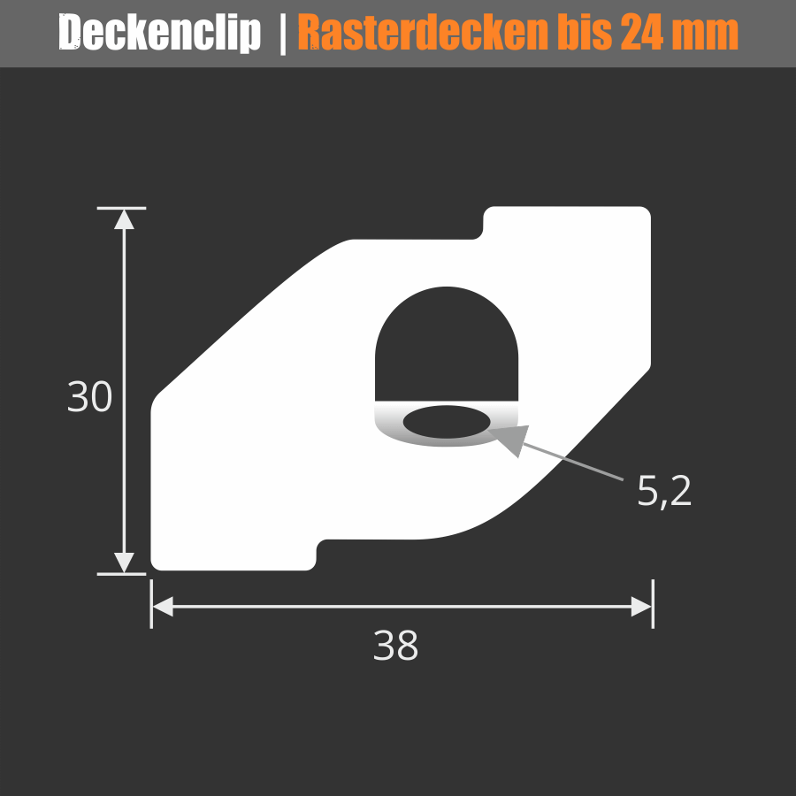 Deckenclip Ösen-Haken für Rasterdecken bis 24 mm | Odenwalddecken 