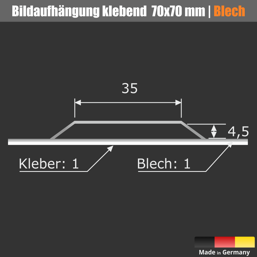 Magnet-Montage für Schilder Dibond Spiegel selbstklebend bis 6 kg | 70x70 mm 