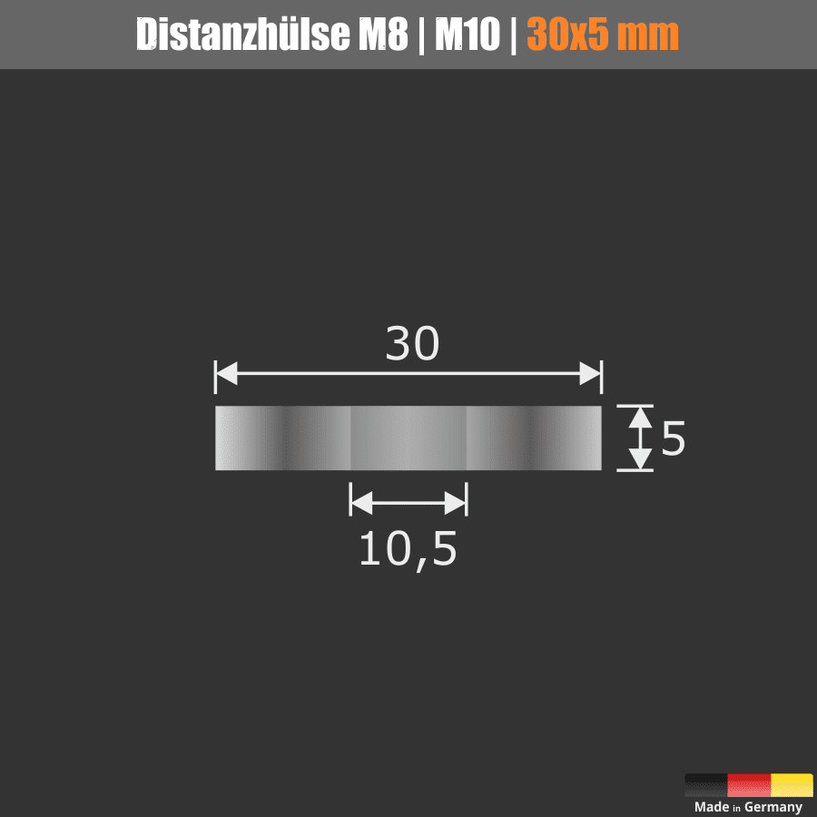 Distanzscheibe M8 | M10 Distanzhalter Edelstahl Ø 30x5mm L-Ø:10,5mm