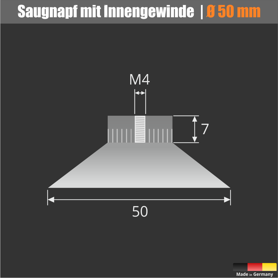 Saugnäpfe Ø 50 mm Saugnapf mit Innengewinde Schraube M4