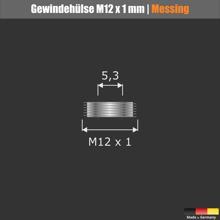 Gewindehülse M12x1 für Schilderbefestigung Ø 15 mm 