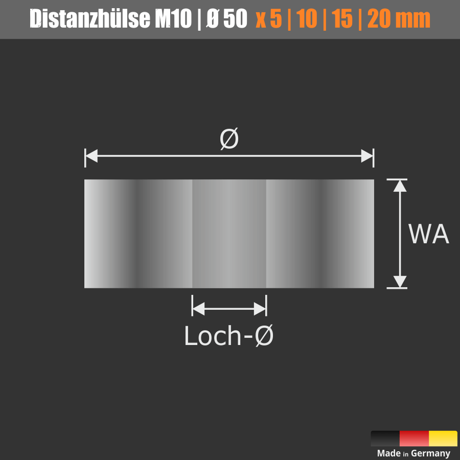Distanzhülse Distanzhalter M10 Ø50mm