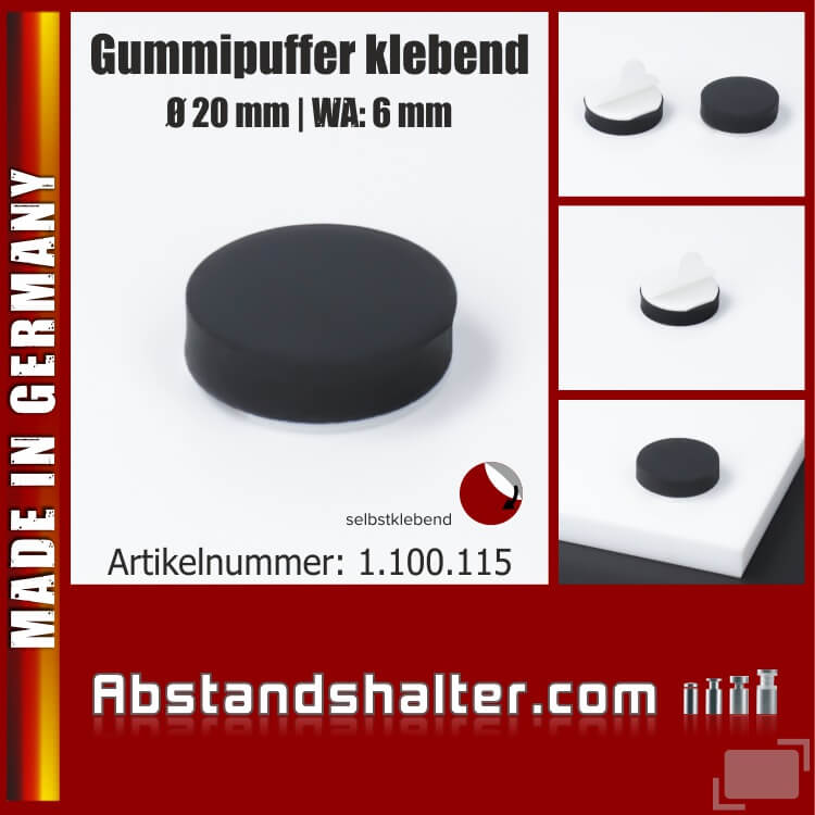 Lieferumfang: Gummi-Puffer Ø20x6mm selbstklebend Anschlagpuffer | schwarz