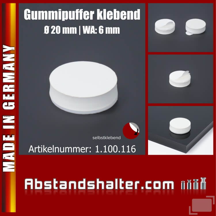 Lieferumfang: Gummipuffer Ø20x6mm selbstklebend Anschlagpuffer | weiß