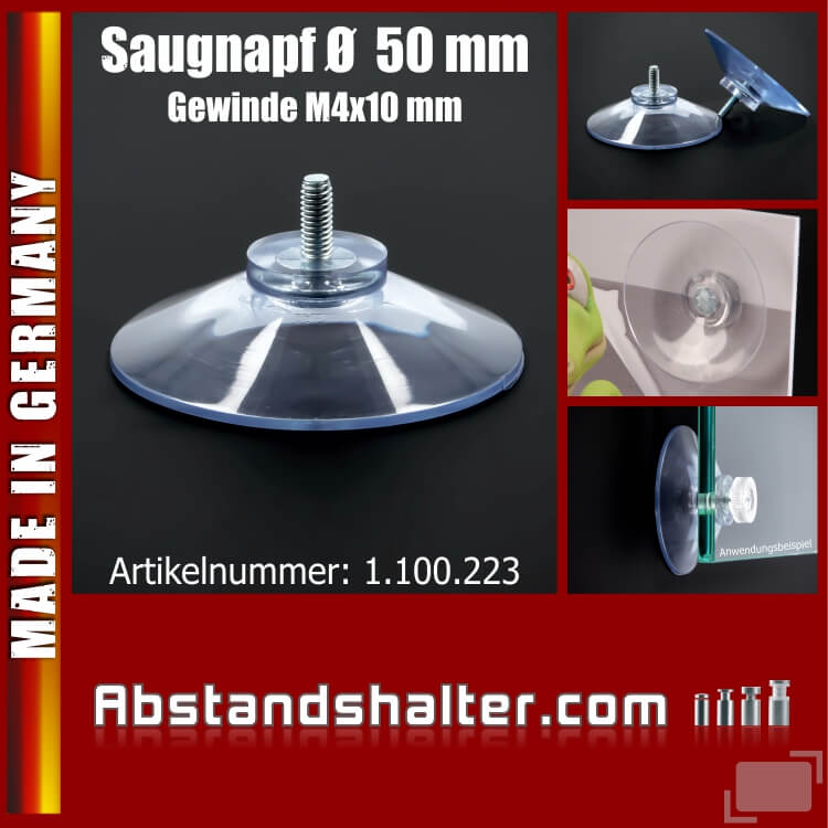 Saugnapf Ø 50 mm Gewinde M4x10 mm, Haftsauger | Kennzeichenbefestigung