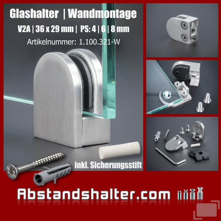 Glashalter 4 - 8mm Klemme Klemmhalter Befestigung Geländer Bad