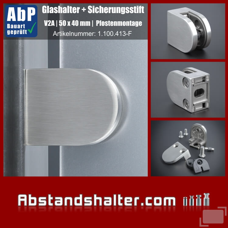 Glashalter Edelstahl V2A 50/40 für Ø 42,4 mm (2 Stk.)