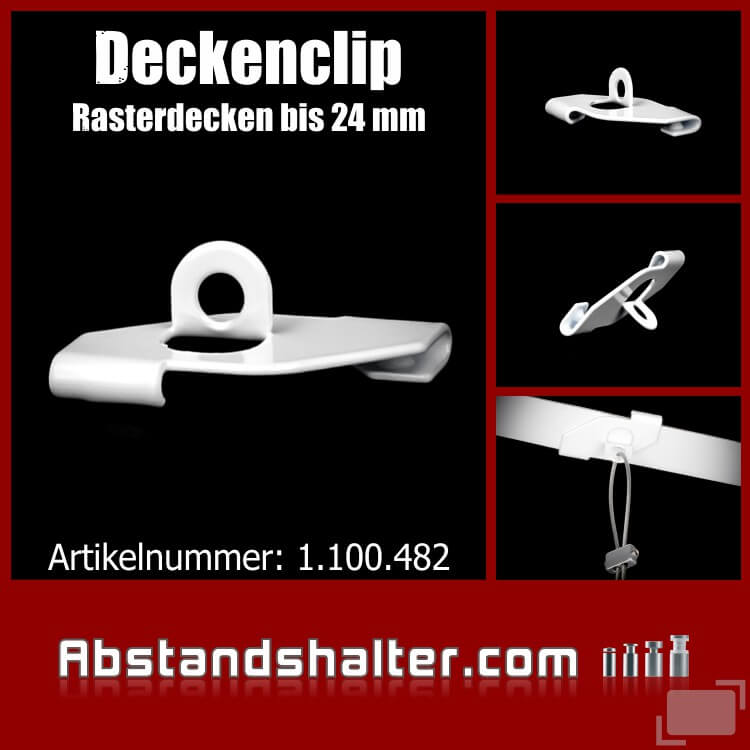 Deckenclip für Systemdecken T24 mit M8 Gewinde Kralle; vernickelt