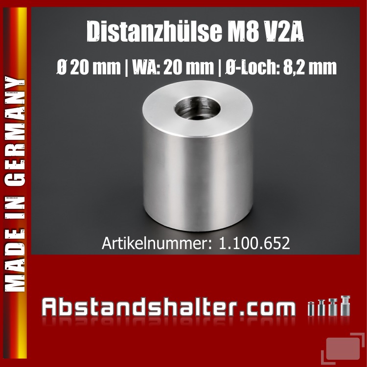 120mm V2A Hülse Distanzhülse Abstandshülse Distanzstück Ø20 x2 für Rohr 42,4 