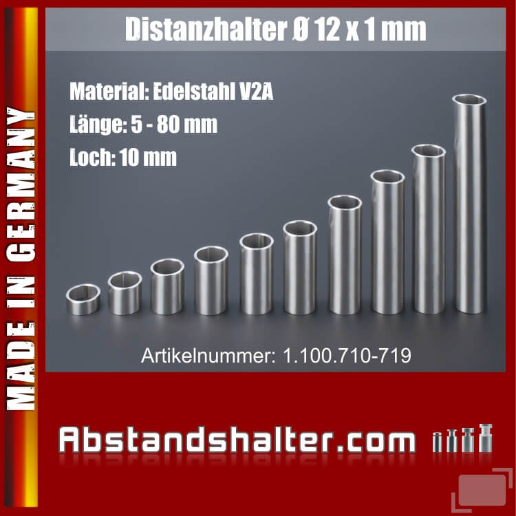 Distanzrolle M10 Distanzhalter Edelstahl Ø 12mm L-Ø: 10mm