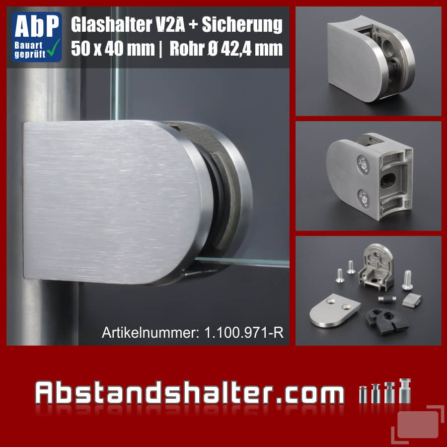 Glashalter Edelstahl V2A 50/40 für Ø 42,4 mm (2 Stk.)