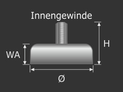 Topfmagnet mit Haken Ø 25mm Innengewinde M5x8mm WA: 8mm Haftkraft 15kg Topfmagnet mit Haken Ø 25mm Innengewinde M5x8mm WA: 8mm Haftkraft 15kg