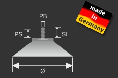 Saugnäpfe Ø 30 mm Sauger mit Gewinde 6 mm M4 + Rändelmutter klar