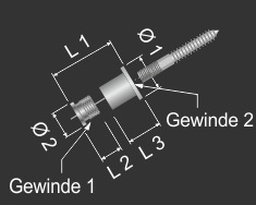 Seilaufhängung Messing vernickelt 10x1mm für Kugelseil | Stockschraube Seilaufhängung Messing vernickelt 10x1mm für Kugelseil | Stockschraube