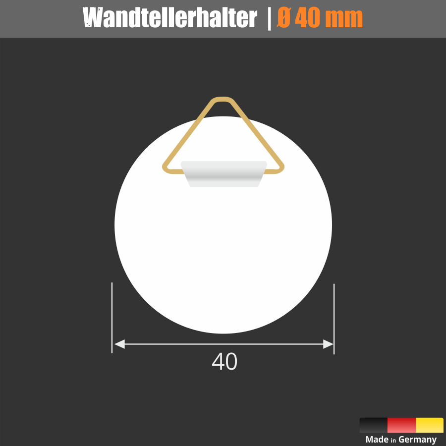 Bild-Haken-Aufhänger Ø 40 mm selbstklebend Skizze mit Maße
