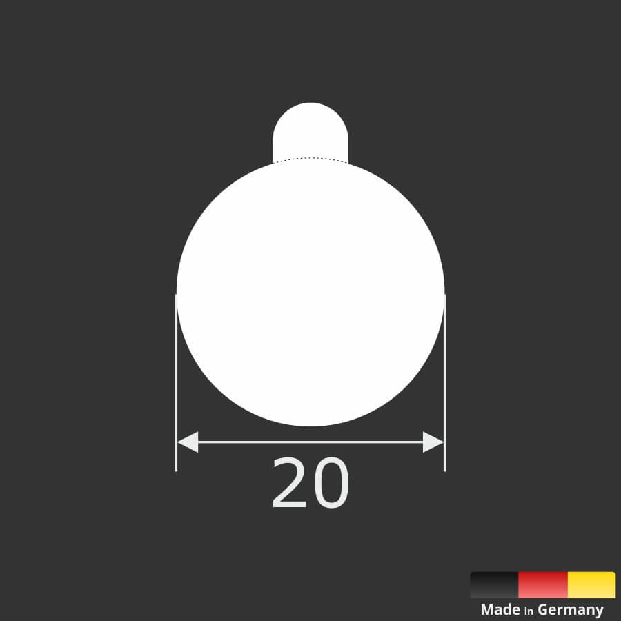 Klebepunkt Klebepad Ø20x1mm beidseitig selbstklebend Bemaßungen auf schwarzen Untergrund
