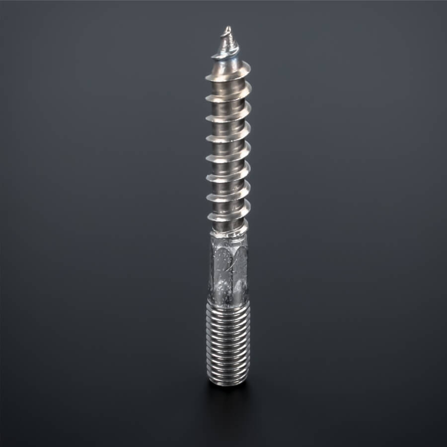 Stockschraube V2A M10 x 80 mm stehend auf schwarzem Untergrund