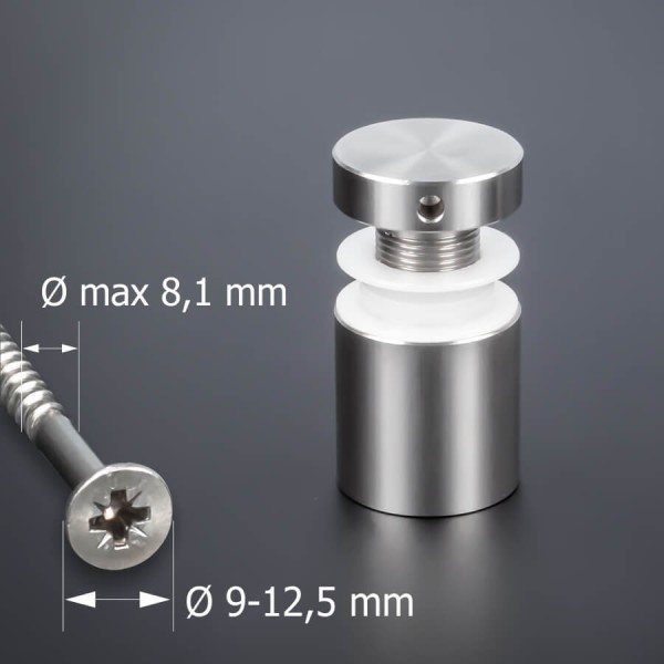 Glasplattenhalter für große Schrauben Ø 25x25 mm PS:6-18mm o. 2x3-9mm