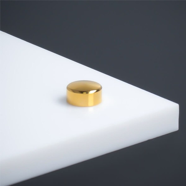 Zierkappe Gold Edelstahl 10mm angeschrägt auf weißer Platte