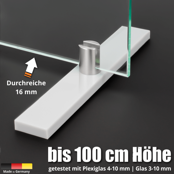 ✅✅ Edelstahl Aufsteller Spuckschutz Glashalter Klemmhalter eckig mit Fuß 50x40mm 