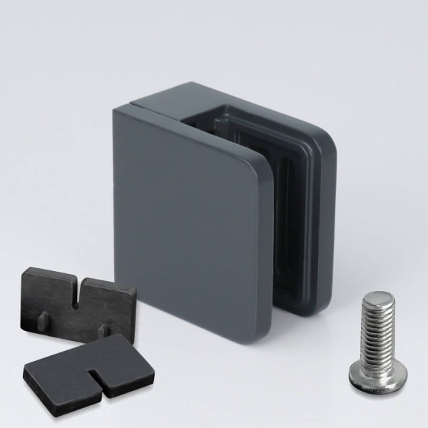Glasklemmhalter Edelstahl eckig 45 x 45 mm anthrazit RAL7016 PS: 1,5-10,76 mm | Wandmontage