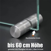 Tischaufsteller Plexi-Glas-Platten klemmen Edelstahl Ø18mm PS:1-6mm