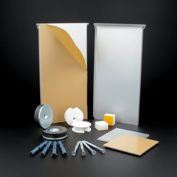 Magnet Spiegelmontage-Set bis 1,6 qm o. 24 kg | 200 x 100 mm | Spiegel