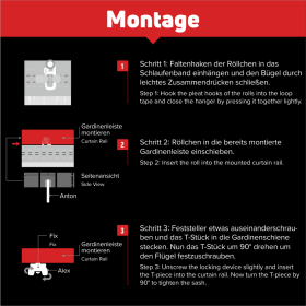 Gardinenröllchen mit Feststeller Montagehinweise
