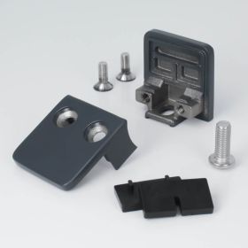 Edelstahl-Halter für Glas eckig 45x45mm anthrazit RAL7016 Lieferumfang