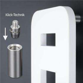 Buchstabenhalterung mit Klick-Technik montiert auf dunklem Untergrund