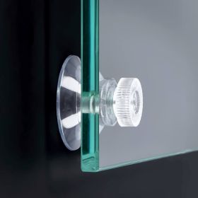 Rändelmutter M4 Gewinde klar mit Scheibe und Saugnapf an dunkler Wand montiert