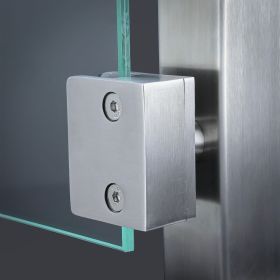 2 x Gummis 54x19 mm für Glashalter eckig 60x50/60 mm PS: 6-12,76 mm Klemmhalter montiert mit einer Scheibe an einem 4-Kantrohr als Anwendungsbeispiel