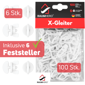 X-Gardinengleiter mit Feststeller für Gardinenschiene Lieferumfang