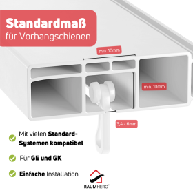 Gardinenröllchen mit Feststeller Beispiel mit Schiene