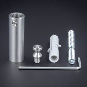 Abstandshalter verdeckte Montage Ø13x40mm Lieferumfang auf dunklem Untergrund