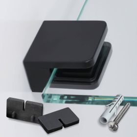 Glashalter Edelstahl schwarz RAL9005 eckig 45x45 mm PS: 1,5-10,76 mm montiert an heller Wand