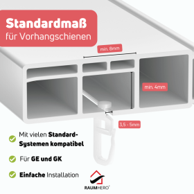 Gardinengleiter mit Feststeller Beispiel mit Schiene