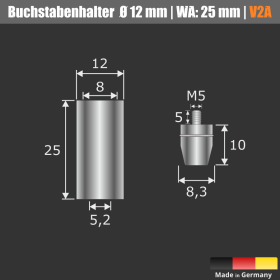 Bemaßung Buchstabenhalterung mit Klick-Technik