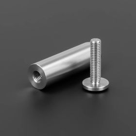 Tischaufsteller Edelstahl Ø 12mm demontiert auf dunklem Untergrund