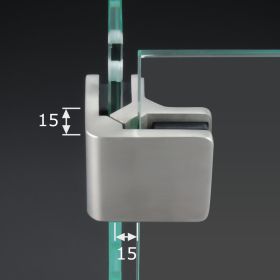 Eckhalter Eckverbinder v4a 90grad montiert mit Abstandsmaß auf dunklem Untergrund