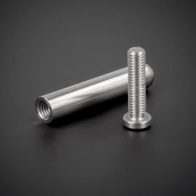 Tischaufsteller Edelstahl V2A demontiert auf dunklem Untergrund