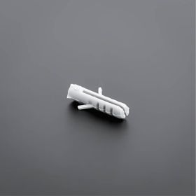 200 x Dübel S 5 Nylon liegend Vorderseite auf dunklem Untergrund