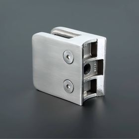 Glashalter Edelstahl V2A für Rundrohr Ø 48,3 Rückseite auf dunklem Untergrund