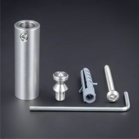 Buchstabenbefestigung + Gewinde Edelstahl Ø13x40mm Lieferumfang auf dunklem Untergrund