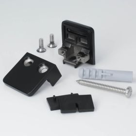 Glashalter Edelstahl schwarz RAL9005 eckig 45x45 mm PS: 1,5-10,76 mm Lieferumfang auf hellen Untergrund